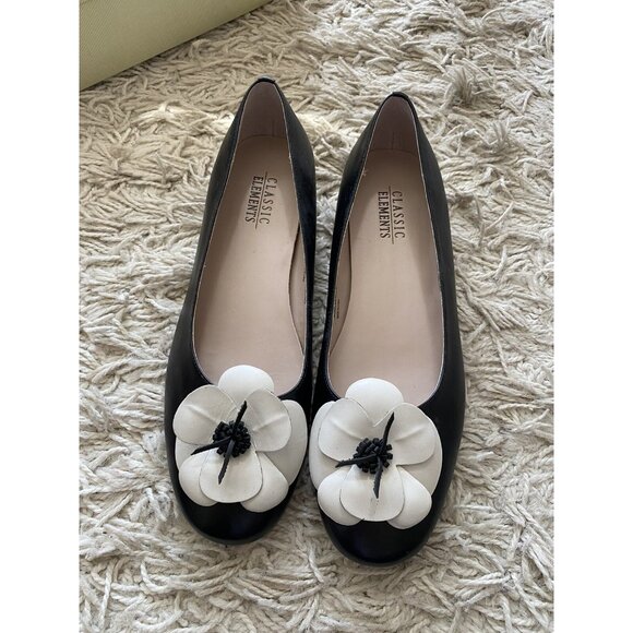 Slip On Shoes Camellia Daisy Floral Ballet Flats 8.5 M Classic Elements Black - Picture 4 of 8